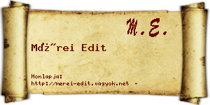 Mérei Edit névjegykártya