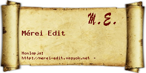Mérei Edit névjegykártya